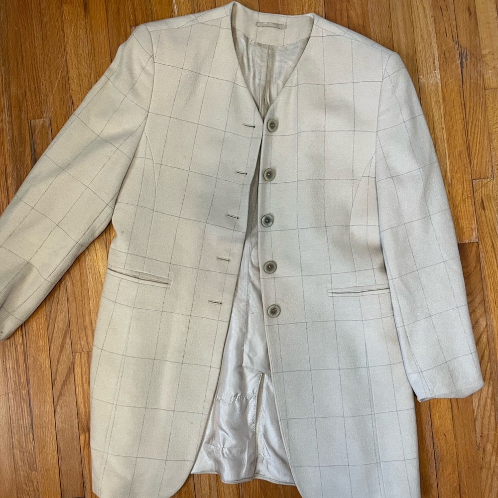 Vintage Principels 100% pure wool collarless blazer coat